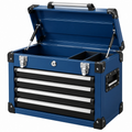 Caja de herramientas 60 x 30 x 40 cm de acero azul con 4 cajones y tapa con cierre