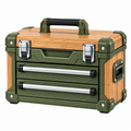 Caja de herramientas 50 x 28 x 35 cm de madera y plástico verde con 2 cajones portátil