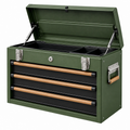 Caja de herramientas 70 x 35 x 50 cm de metal verde con cajones y tapa elevable