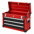 Caja de herramientas 60 x 30 x 35 cm de acero roja con 3 cajones y cierre