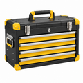 Caja de herramientas 52 cm de acero negra y amarilla con 4 cajones portátil