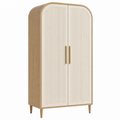 Armario de 2 puertas 90 x 50 x 180 cm en madera natural y blanco con relieve vertical