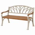 Banco de jardín 120 x 62 x 88 cm de metal y madera beige y marrón con reposabrazos