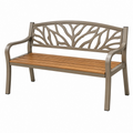 Banco de jardín 120 cm de metal y madera marrón estilo natural