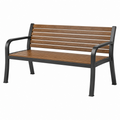 Banco de jardín 120 x 60 x 85 cm de madera y metal marrón negro con reposabrazos
