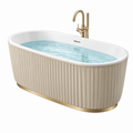 Bañera independiente 170 x 75 cm de acrílico blanco con base dorada estilo contemporáneo