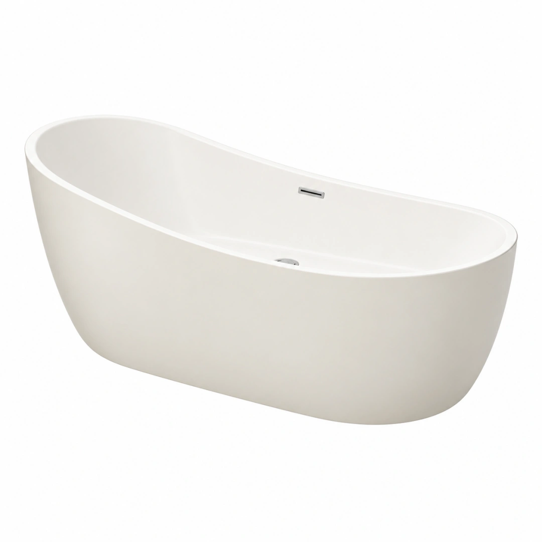 Bañera exenta 170 x 75 cm de acrílico blanco - diseño ovalado para baño