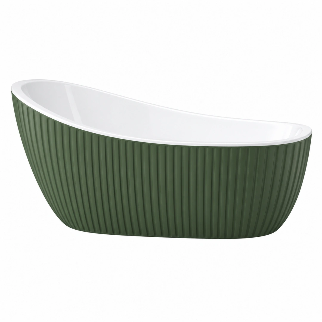 Bañera exenta 170 x 80 x 58 cm acrílico verde y blanco estilo contemporáneo